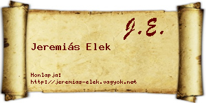 Jeremiás Elek névjegykártya